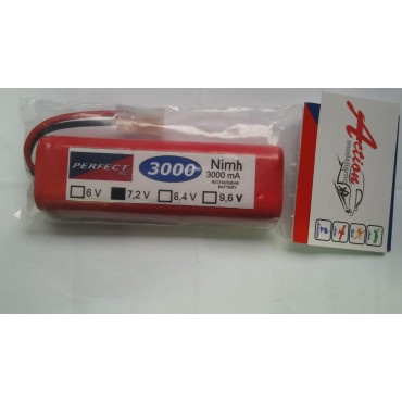 BATERIA DE NIMH 3000MAH 7,2V 6 CÉLULAS COM PLUG TAMIYA PERFECT RC PR3000